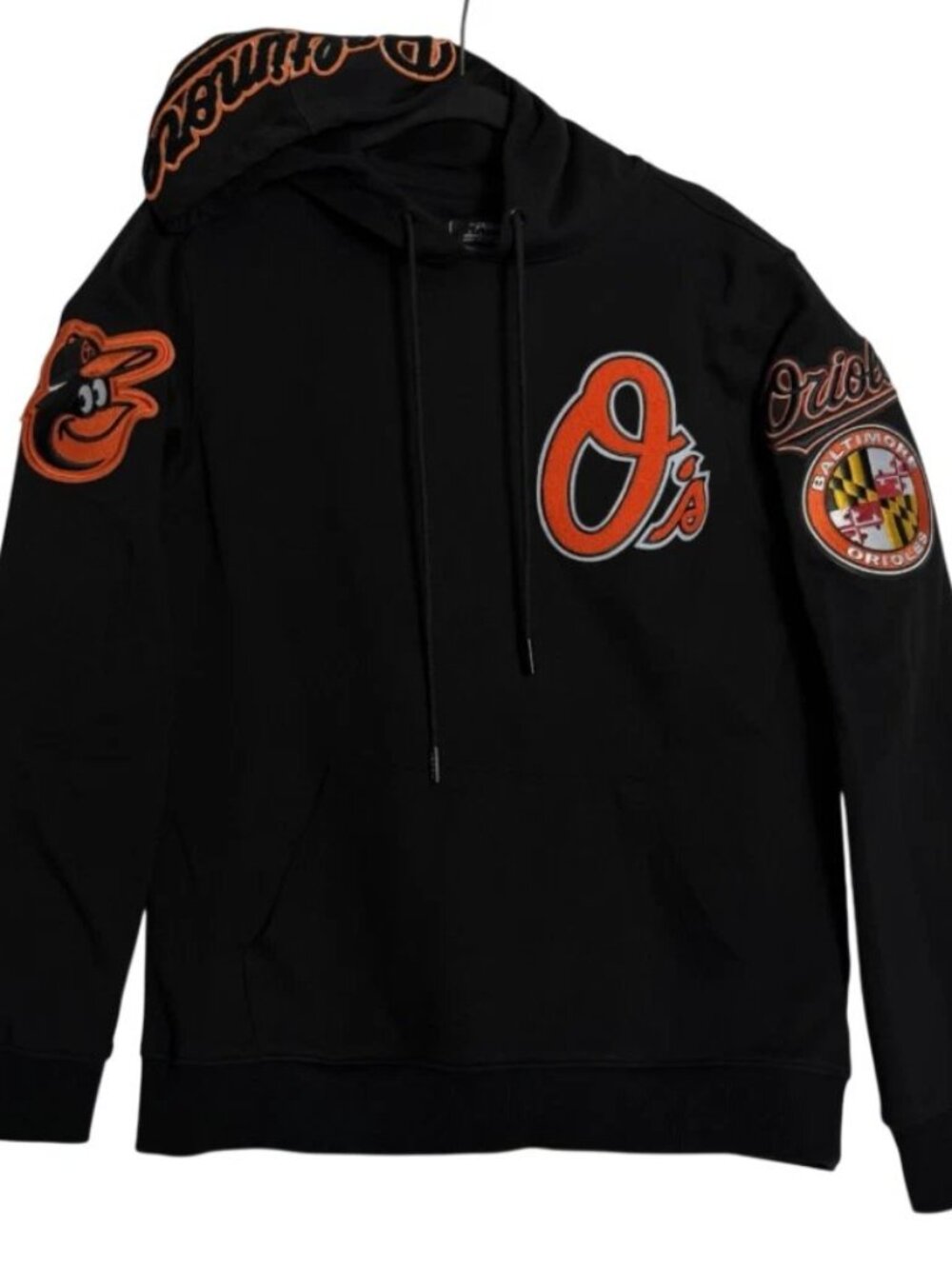 Pro Standard MLB Baltimore Orioles Mens Black Hooded Sweatshirt Size Large